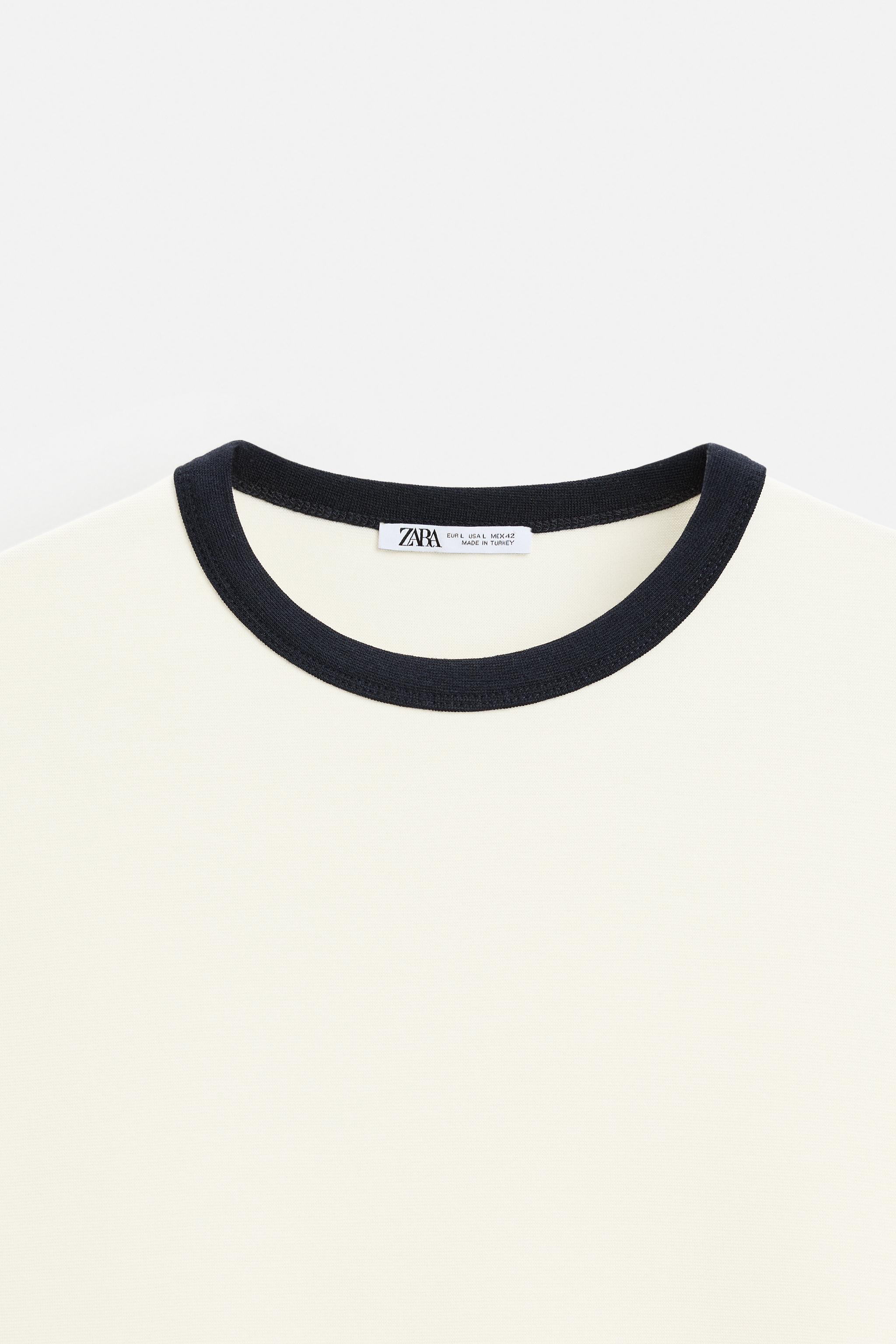 BASIC CONTRAST RIBBED T-SHIRT